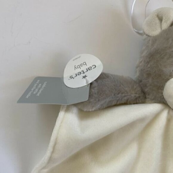 Carters White Brown Bear Security Baby Blanket Lovey Pacifier Holder New - Picture 3 of 3